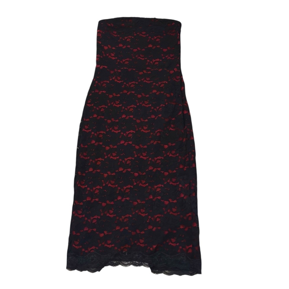 Express Romantic Wimsygoth Strapless Midi Tube Dress Red Lace Y2K Women's Size 2